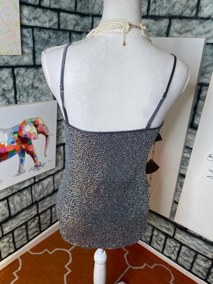 Gray Sequin Top Women sz Medium