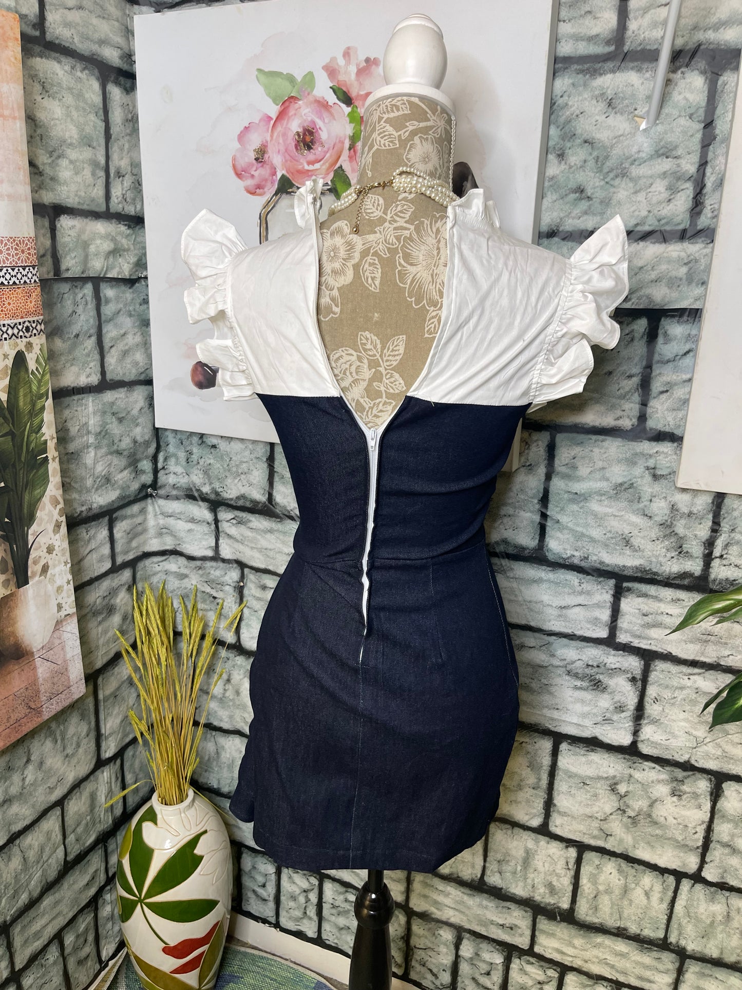 Miss8 Blue Denim Dress Women sz Small