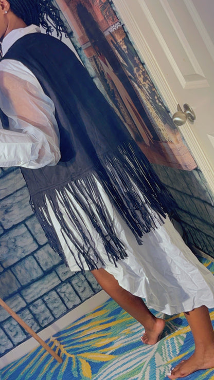 NEW 18 Centimeters White Black Fringe Blouse Wome sz 3XL