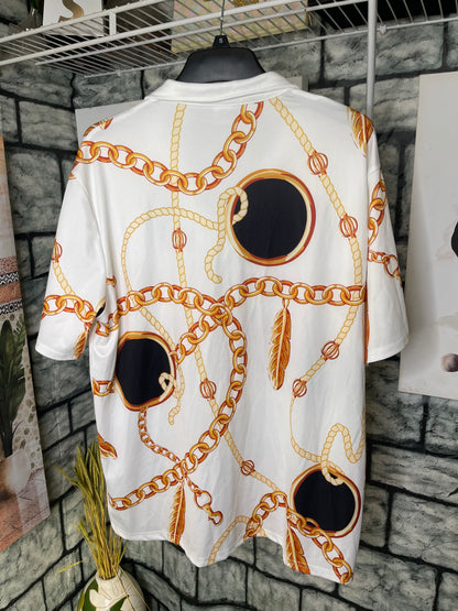 White Chain Polo Shirt Men sz 3XL