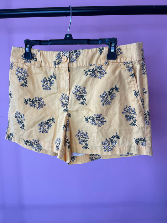 LOFT Yellow Floral Casual Shorts Women sz 8