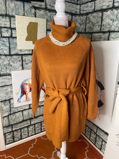 Zenana Orange Sweater Dress Women sz XL