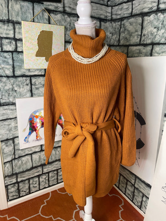 Zenana Orange Sweater Dress Women sz XL
