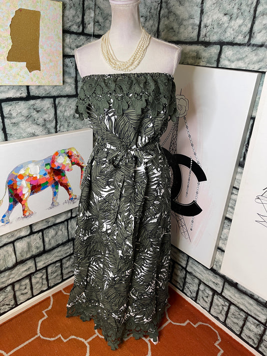 NEW Ashley Stewart Green Floral Dress Women sz 12