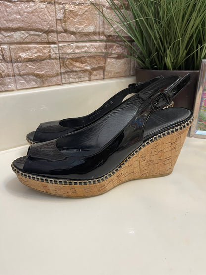 Stuart Weitzman Black Wedges Women sz 8.5