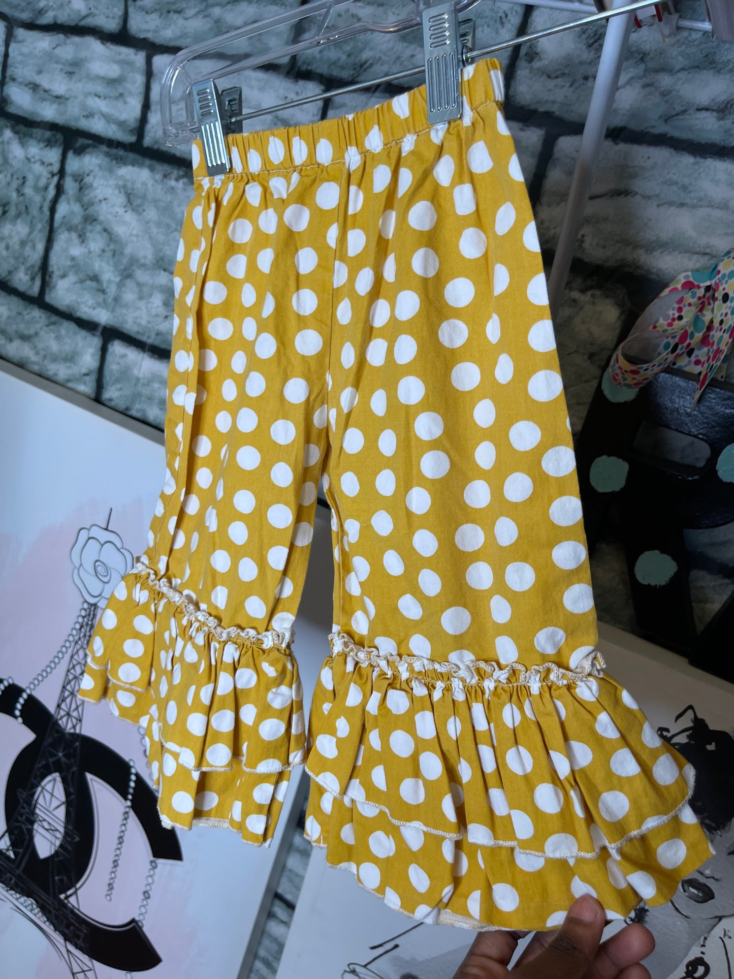 Natalie Yellow White Polka Dot Pants Girls sz 2T