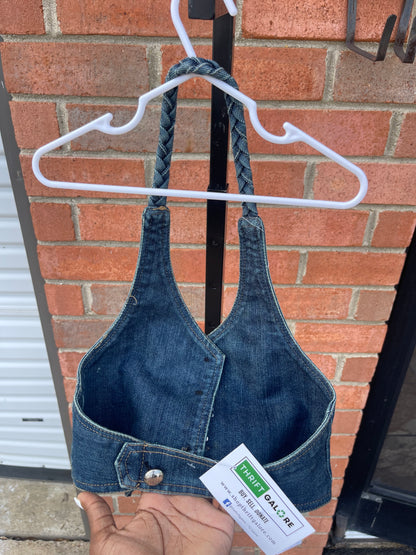 Blue Silver Denim Vest Girls sz 12