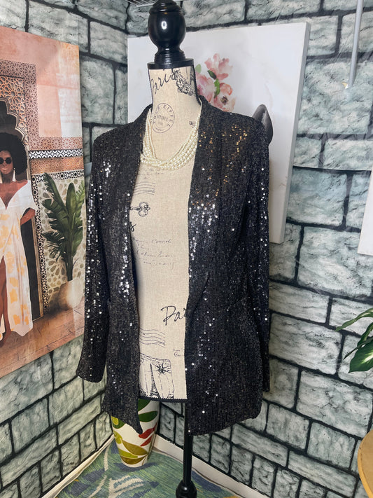 NEW Black Sequin Blazer Women sz Small