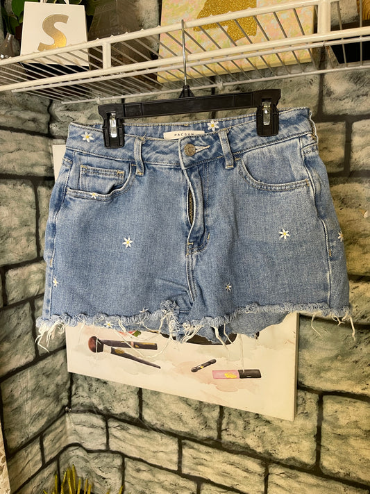 PacSun Blue Floral Denim Shorts Women sz 25