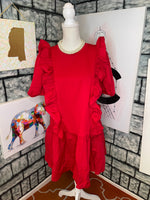English factory red shirt dress women sz large