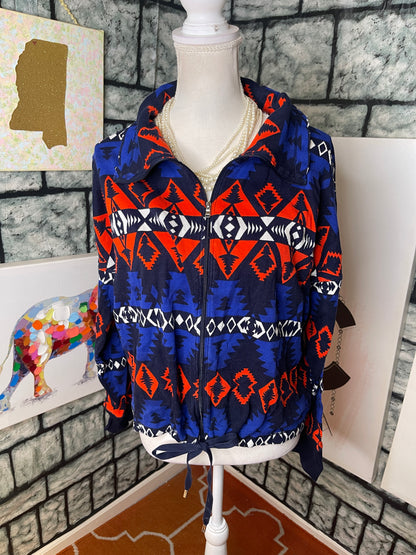 Lauren Ralph Lauren Blue Red Jacket Blouse Women sz XL