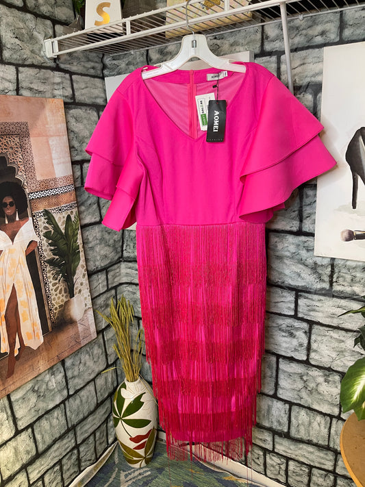 NEW Aomei Pink Fringe Dress Women sz 1XL