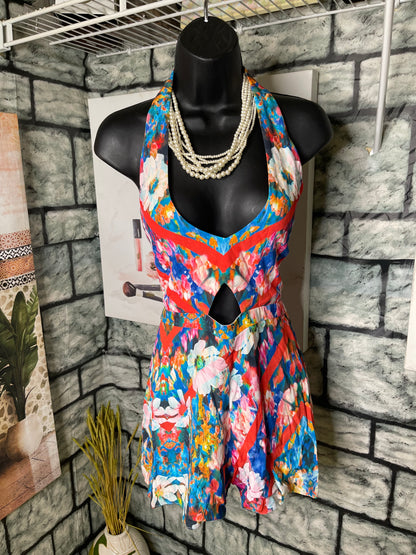 NBD Blue Red Jumpsuit Women sz Small