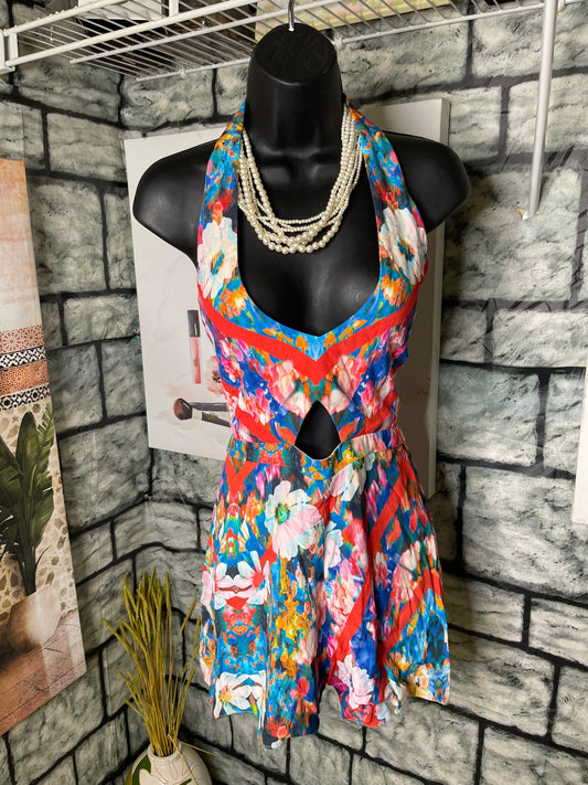 NBD Blue Red Jumpsuit Women sz Small