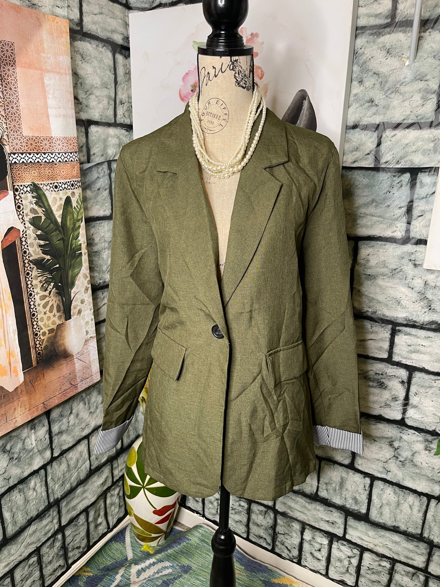 Shein Green Blazer Women sz XL