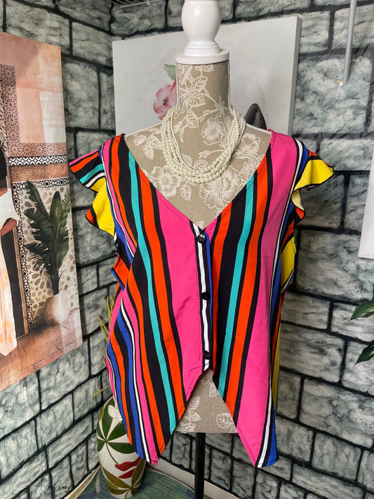 Shein Black Colorful Blouse Women sz 1XL