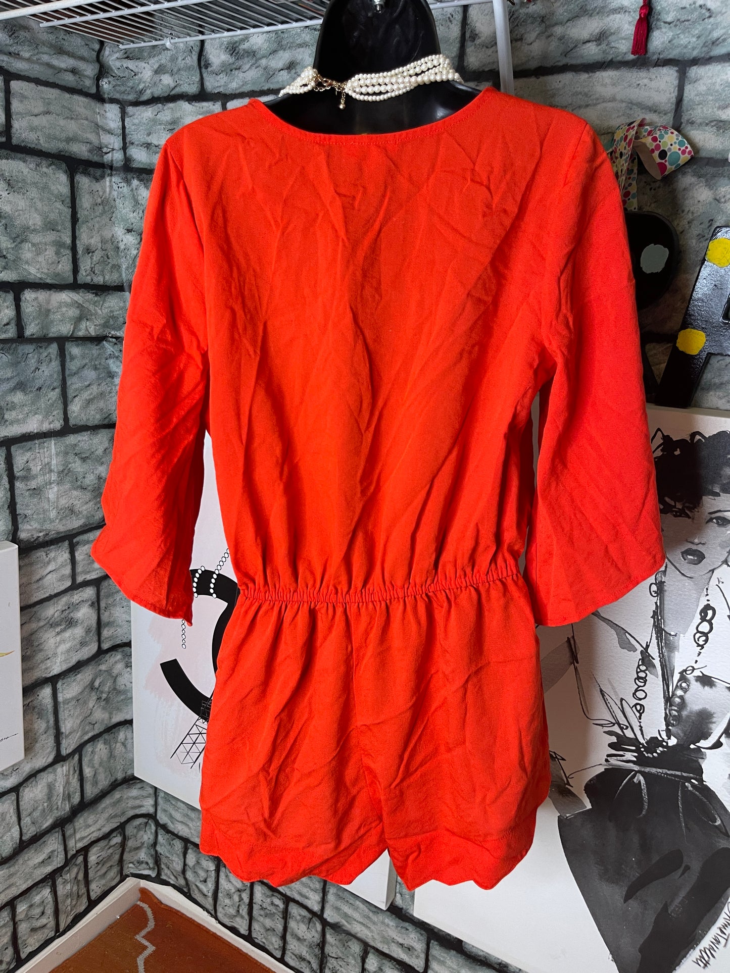 Umgee Dark Orange Romper Women sz Small