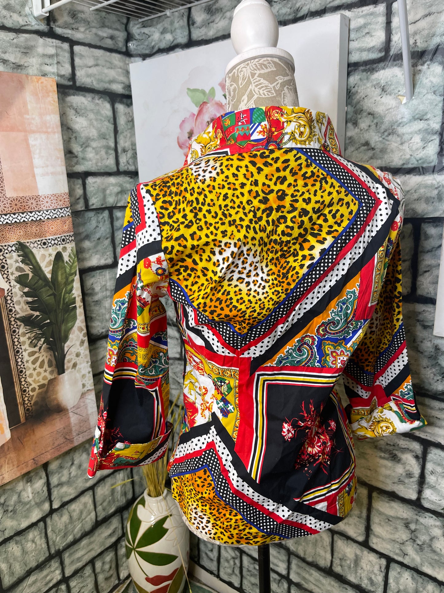 Mishca Colorful Blouse Women sz Small