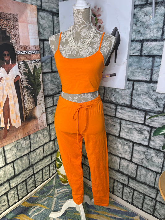 NEW Shein Orange 2 piece Pants Set Women sz Medium