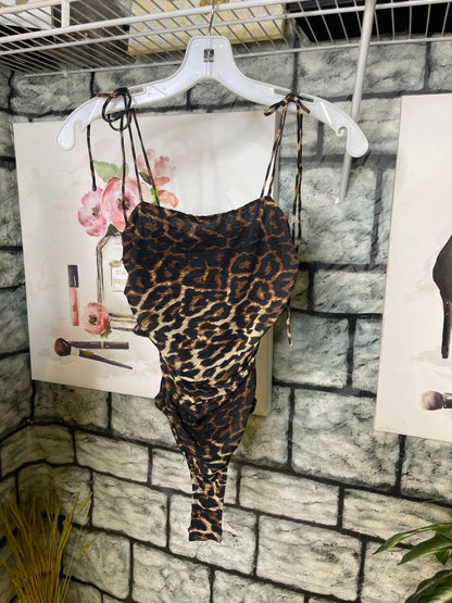 Princess Polly Brown Print Bodysuit Women sz 2