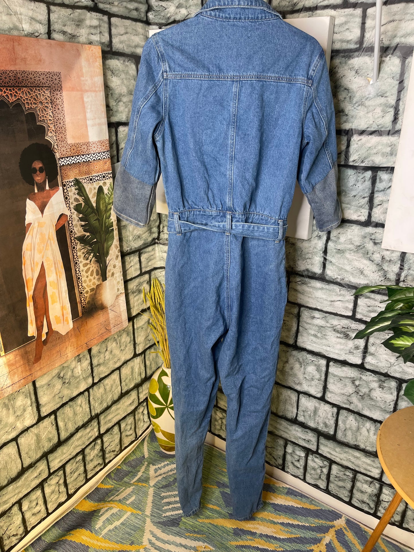 Miss Guided Blue Denim Jumpsuit Women sz 4