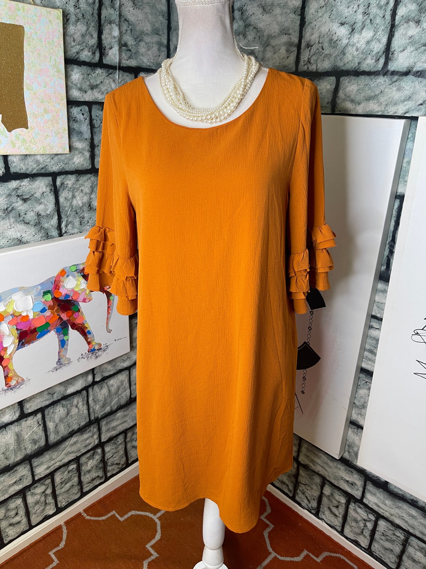 She Sky Orange Dress Women sz Small