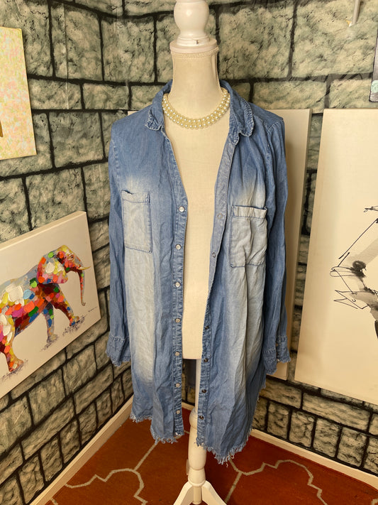 Zenana Blue Denim Dress / Duster Women sz XL