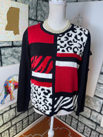 Alfred dunner black red sweater women sz small