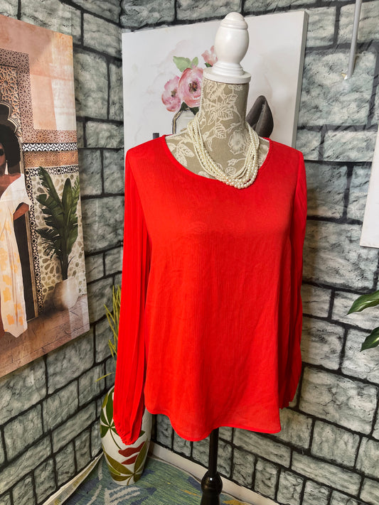 EE Some Red Blouse Women sz Small