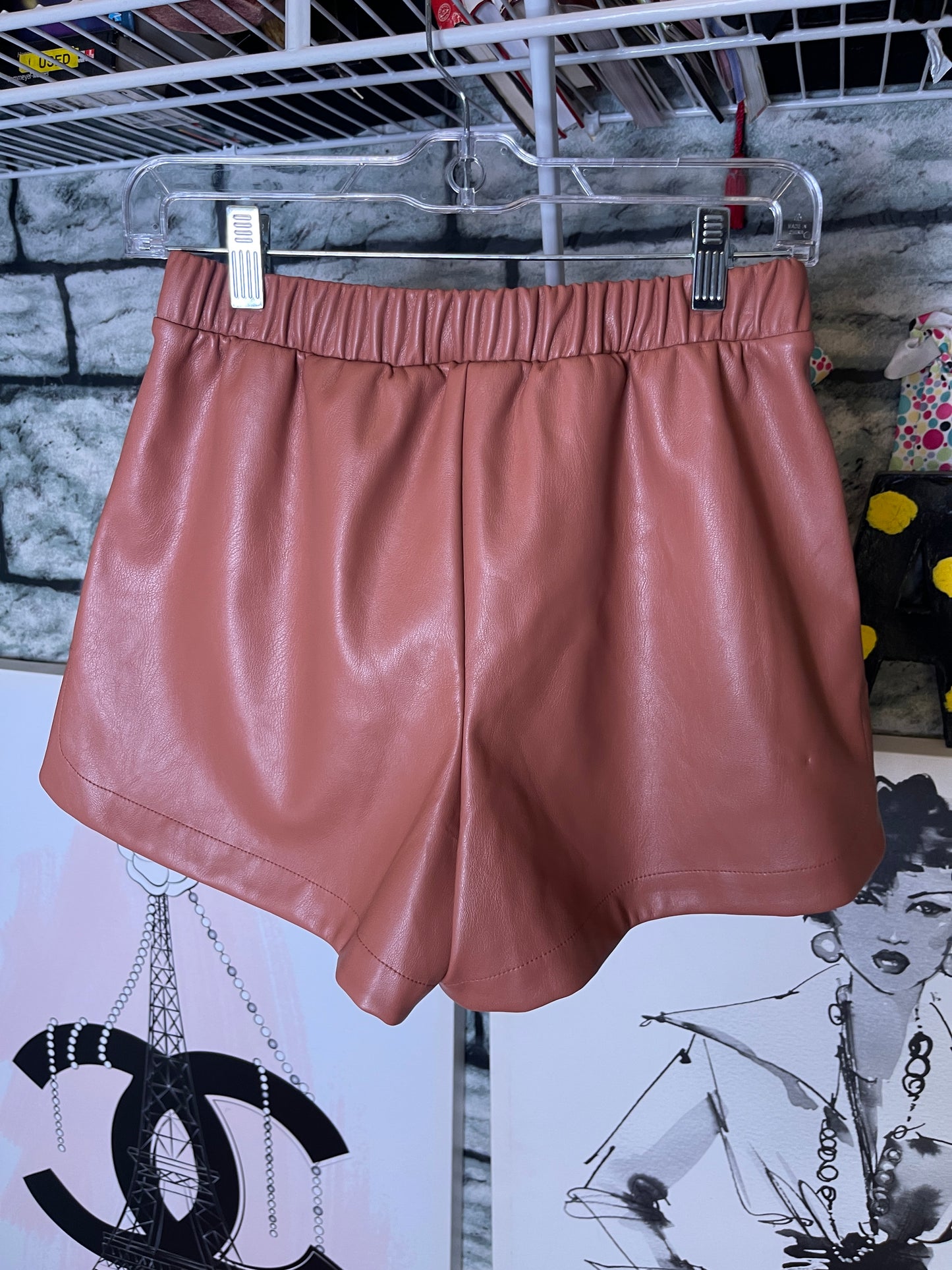 NEW A New Day Brown Faux Leather Shorts Women sz XS (Can fit a Small)