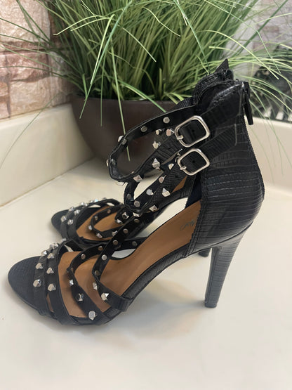 Black Silver Heels Women sz 7.5