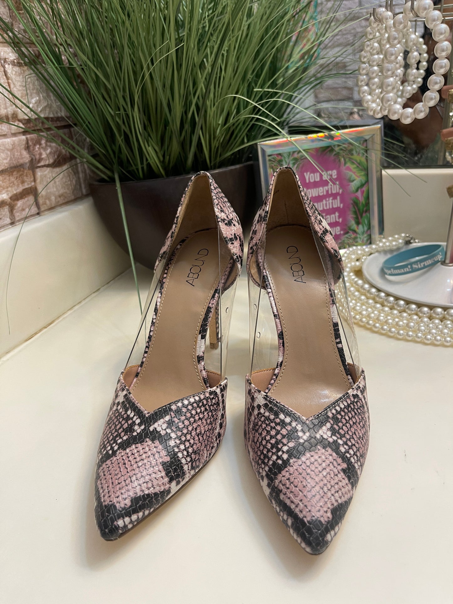 Abound Brown Print Heels Women sz 7