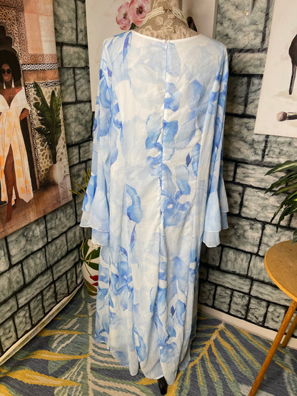 Shein Blue White Floral Dress Women sz 4XL