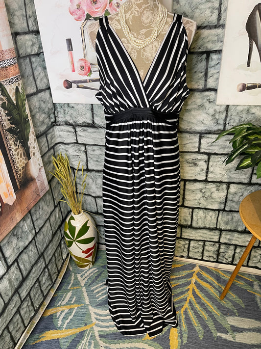 Metaphor Black White Dress Women sz XL