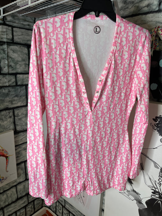 NEW "Dior" Pink White One piece Women sz Large