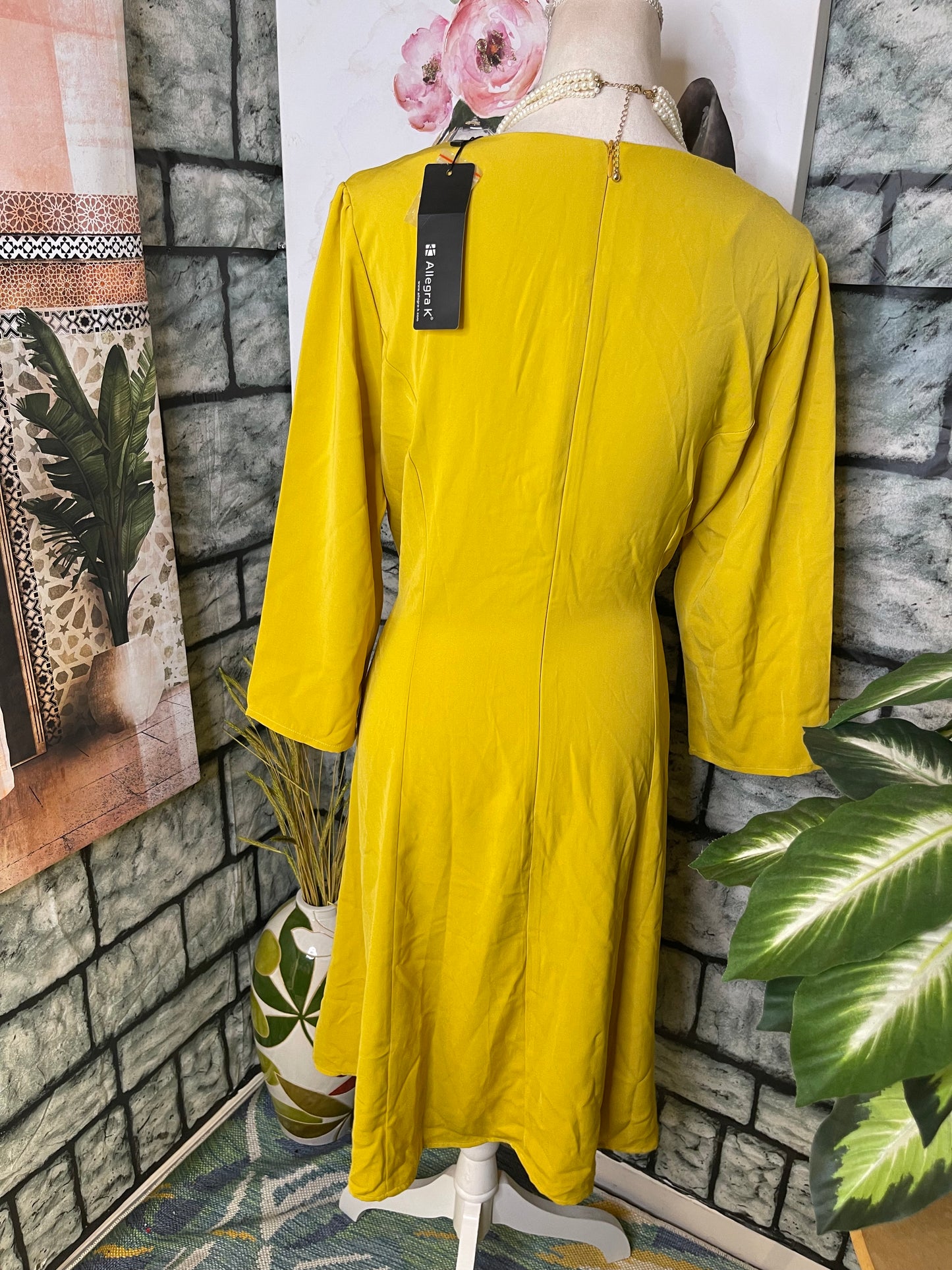 NEW Allegra K Gold Dress Women sz XL