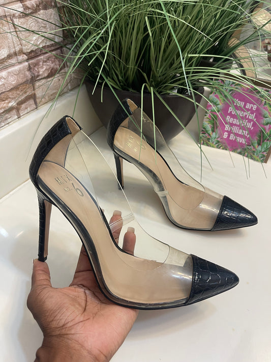 Mix No 6 Black clear Heels Women sz 8.5