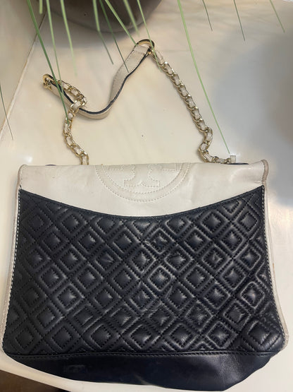 Tory Burch Black White Handbag (has some wear)