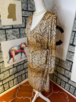 August Silk Brown Dress Women sz Medium
