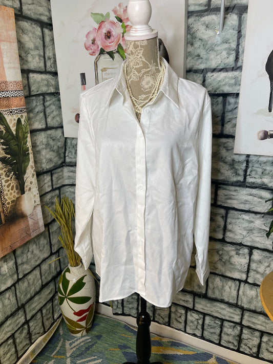 White Button Blouse Women sz 1XL
