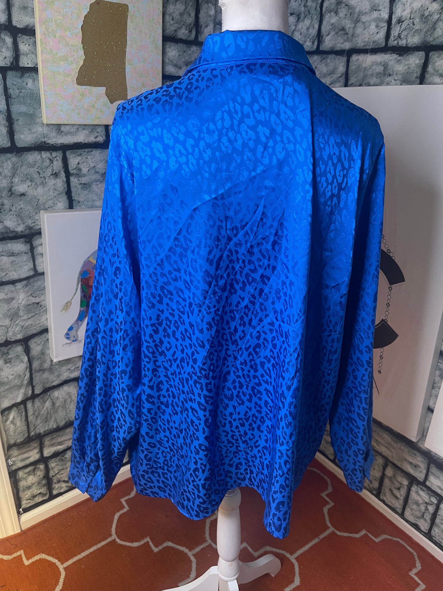 MineFree Blue Button Blouse Women sz 2XL