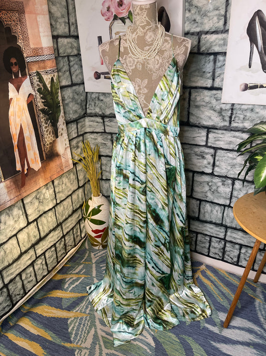 Shein Green Blue Floral Dress Women sz XL