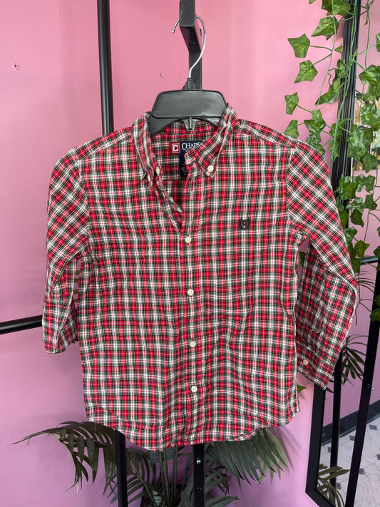 Champs Red Green Button Shirt Boys sz 7