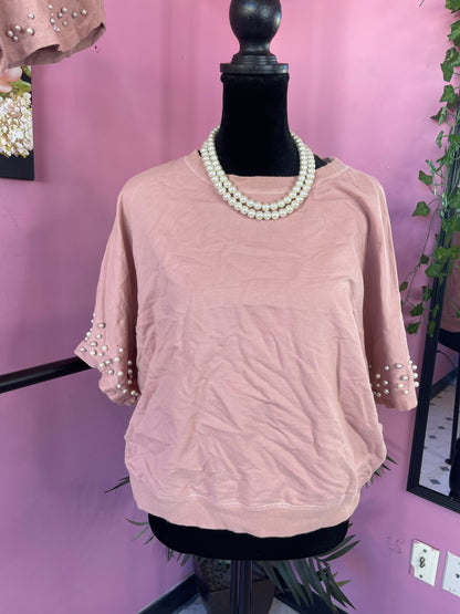 Mustard Seed Pink Pearl 2 piece Pants Set Women sz Small
