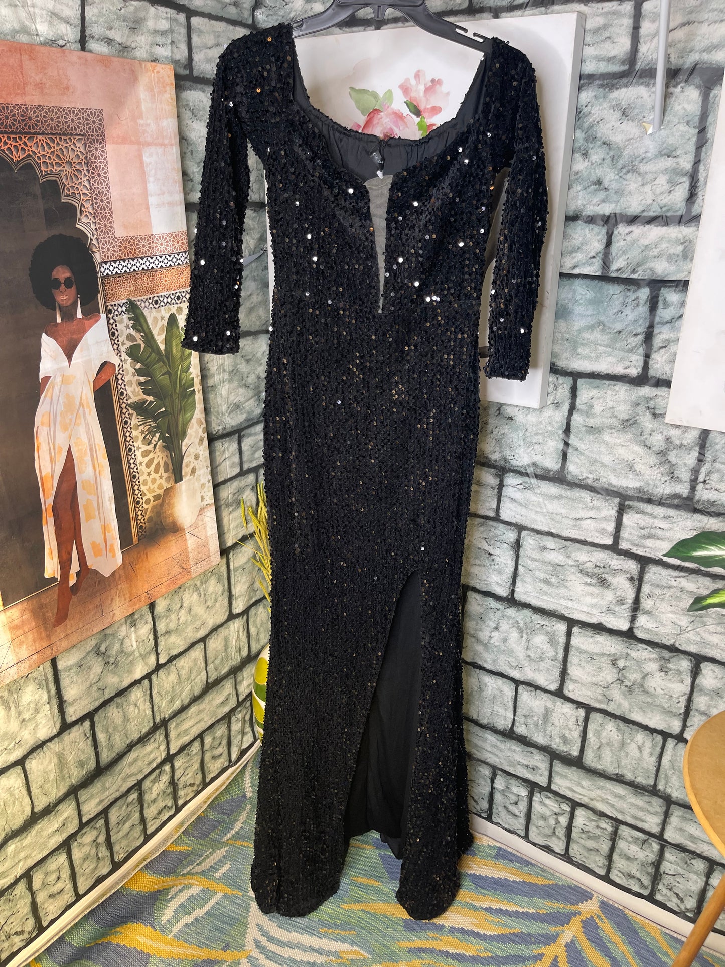 NEW Miss Ord Black Sequin Formal Dress Women sz Small