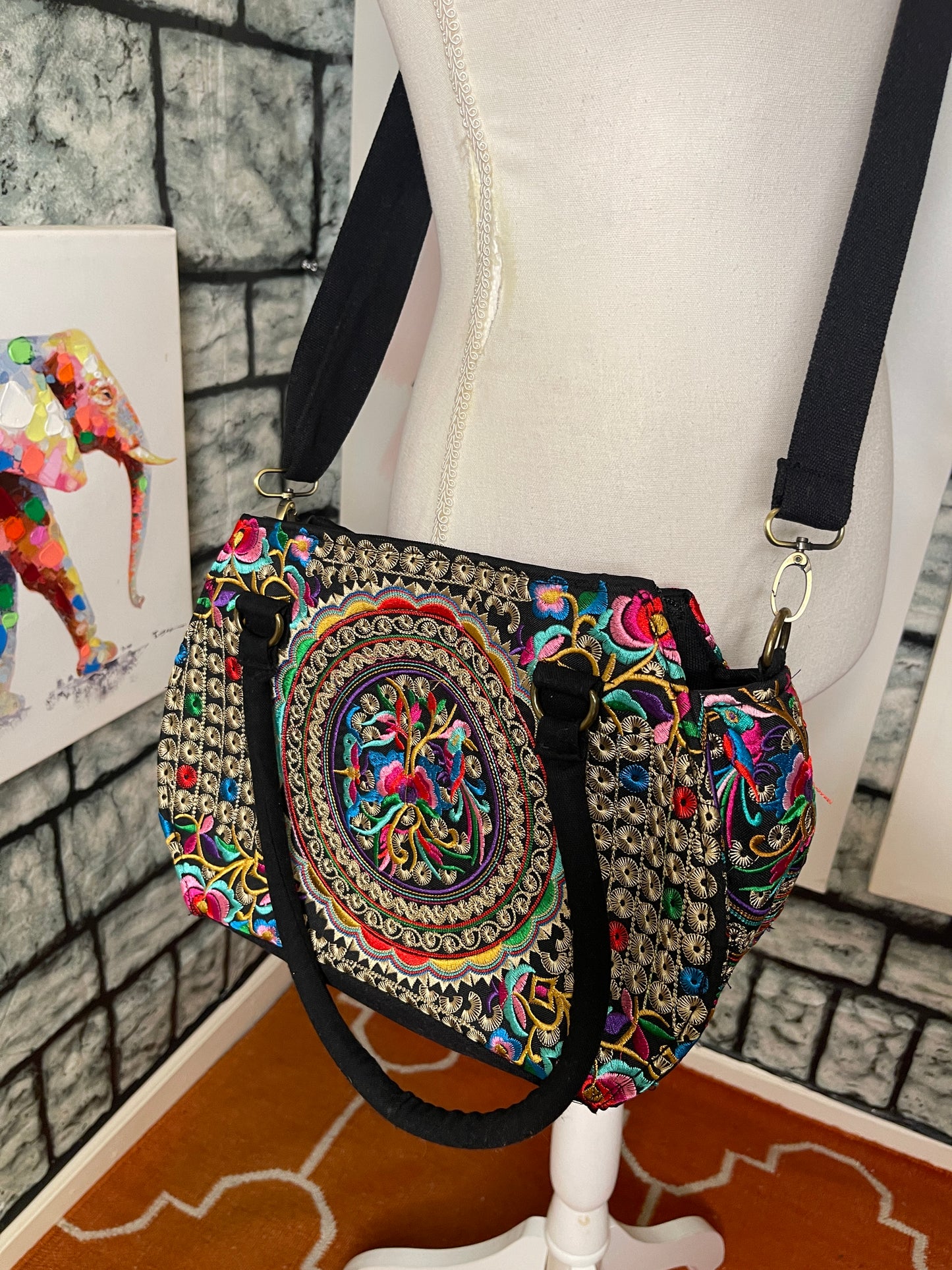 NEW Black Colorful Handbag / Crossbody
