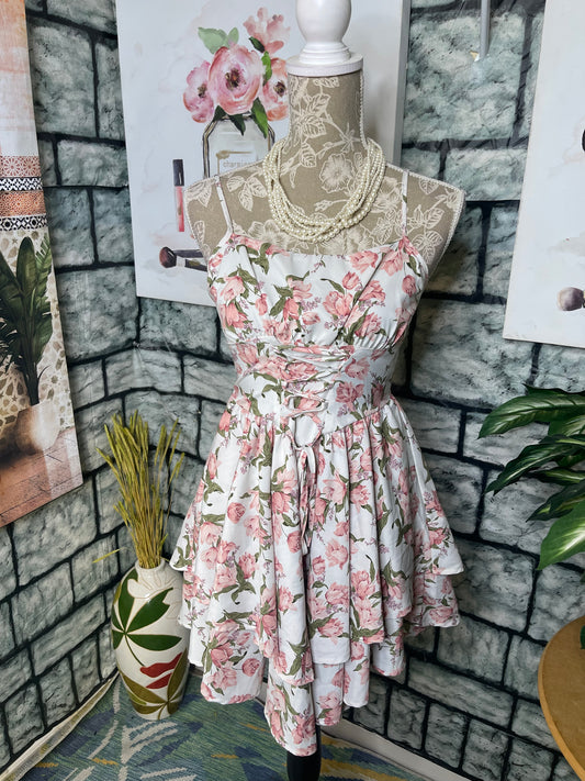 Shein Pink Floral Dresses Women sz Small