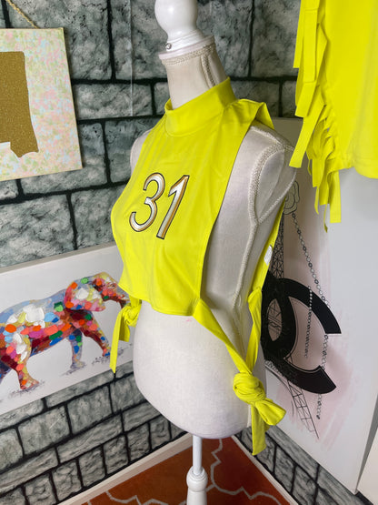 Neon Yellow 2 piece skirt set Women sz Medium