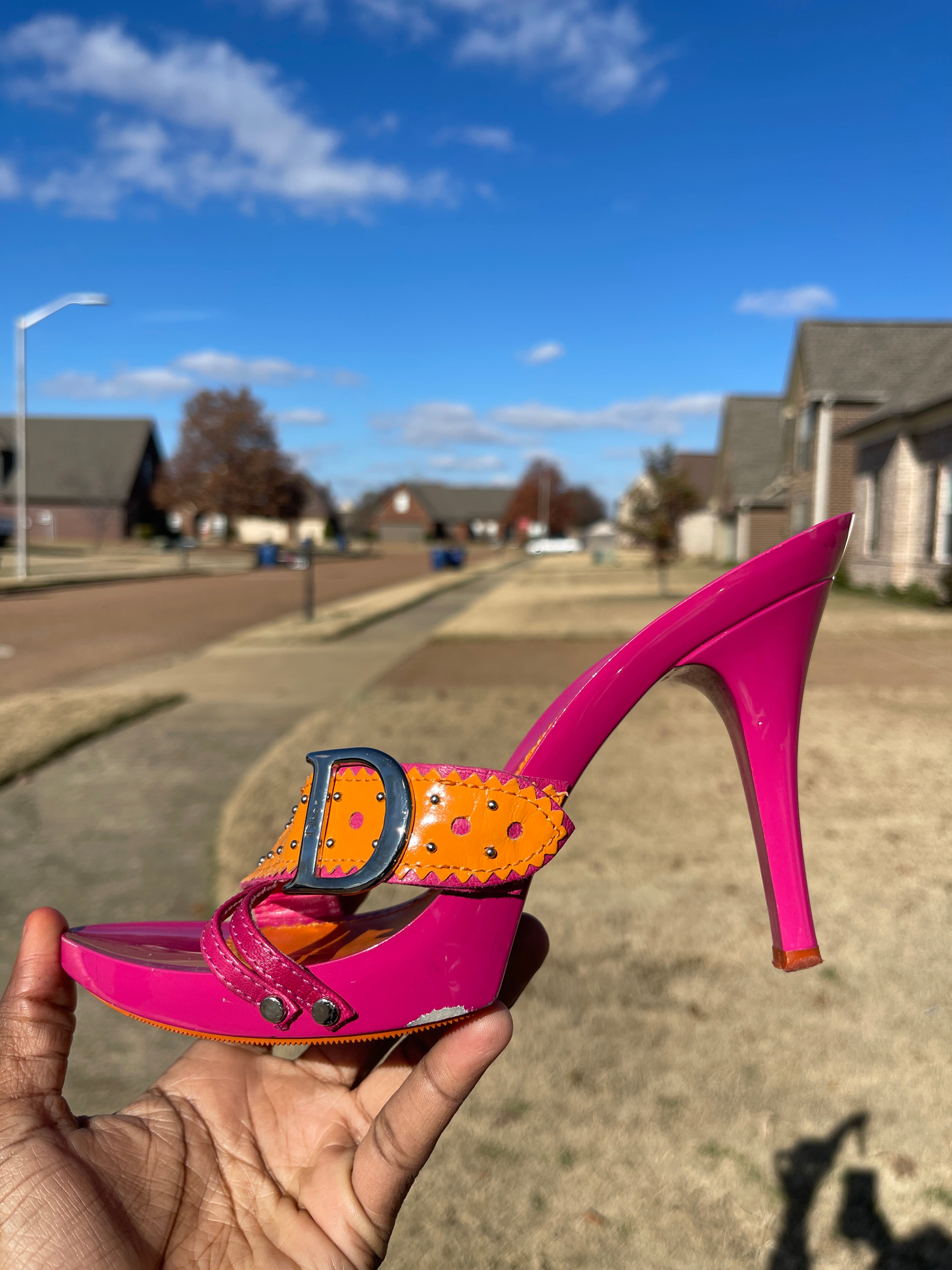 Dior イエロー ピンク ストラップサンダル Dior イエロー ピンク ストラップサンダル