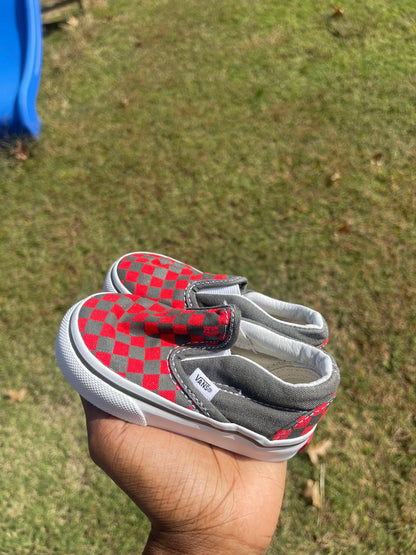 Vans red gray toddler infant baby boys sz 4.5